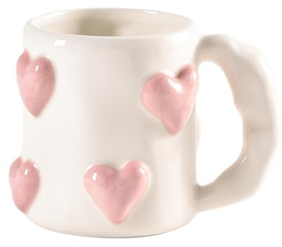 JUMUAO 3D Love Tasse Groß 500ml, Kawaii Keramik Becher, Geschenk für Freundin, Tee Kaffee Porzellan Deko, Netter Weihnachten Geschenkbecher für Frauen Männer Kinder (Weiß)
