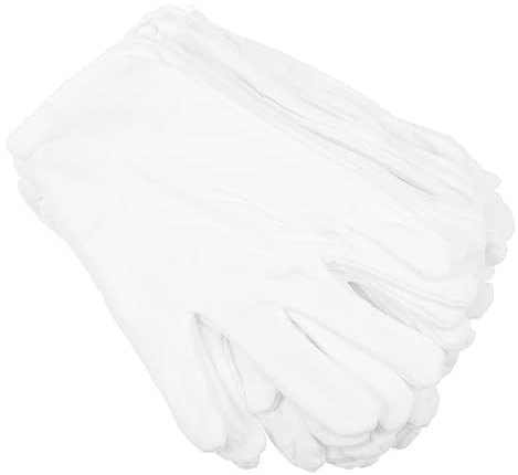 Mikinona 12pairs Household Cotton Gloves Elastic Breathable Hand Covers for Coin Collection Supplies White Cotton Gloves for Halloween