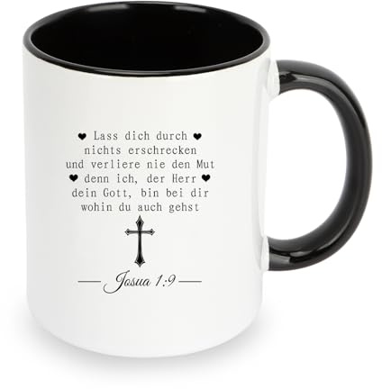 Christliche Geschenke Tasse Bibelvers Konfirmation Geschenk Mädchen Tassen Spirituelle Geschenke Mutmacher Geschenk Weihnachtsgeschenke Firmung Motivationsgeschenke (Schwarz)