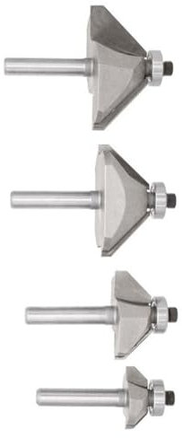 Set di 4 frese per smussare con gambo esagonale, set di punte per fresatura con punta smussata