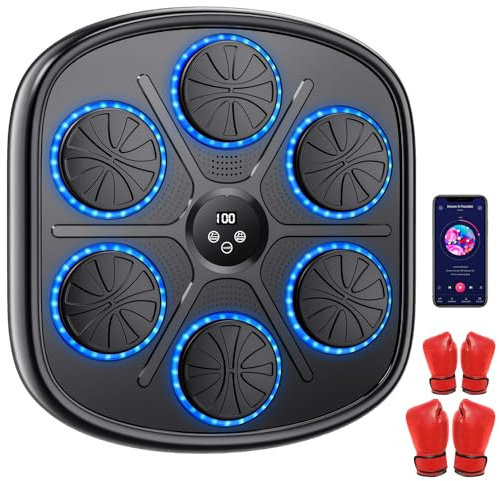 Music Boxing Machine, LED Intelligente Elektronische Boxmaschine mit Musik, 9 Geschwindigkeits und Trainingsmodi, Bluetooth, Automatische Zählung, Wandmontiertes Boxziel für Erwachsene und Kinder