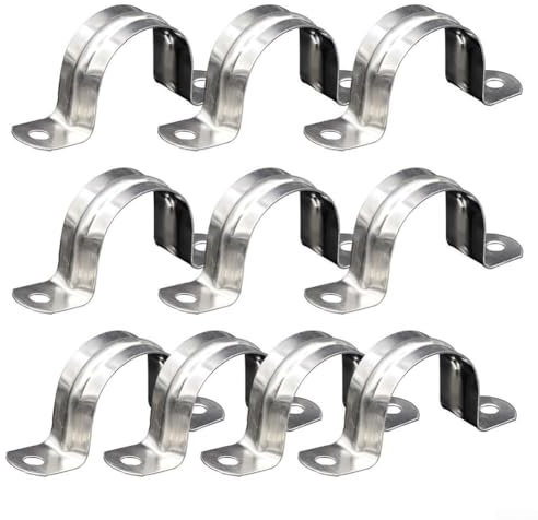 10pcs U Shape Pipe Clamp Set, 304 Stainless Steel Holder for Various Pipes (25mm)
