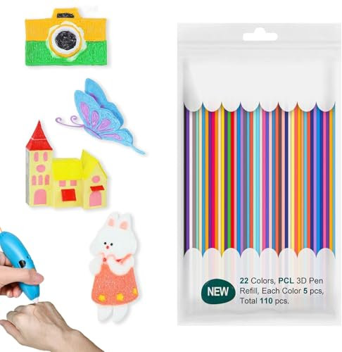 FDJZXW 3D Pen Filament 110 PCS Nachfüllpacks Kompatibel mit 3doodler, Acrylnitril-Butadien-Styrol, 2.5 Millimeter, 110 Stück