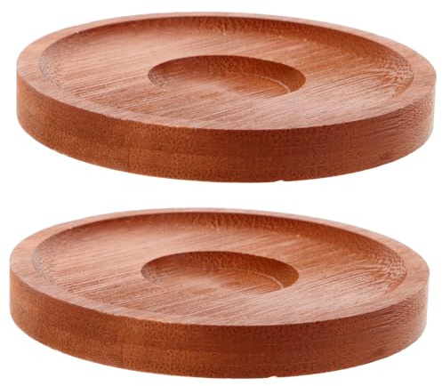 VOSAREA Verres À Whisky Rotatifs, 2 Pièces, Bases en Bambou, sous-Verres pour Whisky, Vin, Verres À Whisky À Rotation Ronde, sous-Verres pour Bar Maison