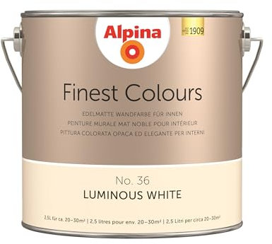 Alpina Finest Colours – No. 36 Tochter der Antike – edelmatte Innenfarbe - Wandfarben für einzigartige Farbwirkungen und Raumstimmungen – Warmes Lichtweiß – 2,5 Literr