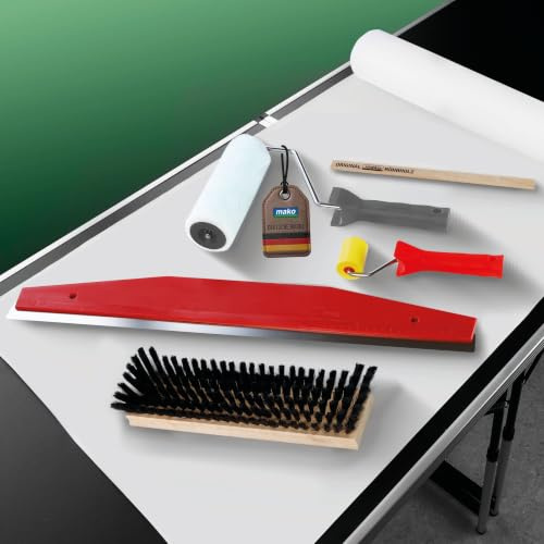 mako Tapezierset 5-teilig Profi Kleisterroller Tapezierbürste | Mit Abreißlineal (575 mm), Nahtroller und Rührholz für präzises Tapezierwerkzeug und glatte Tapetenverarbeitung