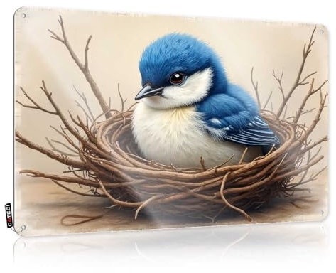 Dorm Door Sign Blue Bird Nesting In Nature Tin Sign Tin Wall Decor Metal Sign Funny(20X30CM)