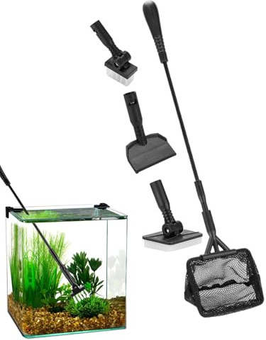 Fisk tank rengöringssats, akvarium rengöringsverktygssats – återanvändbart svampdyna nät borste rengöringstillbehör för hemterrarium paludarium