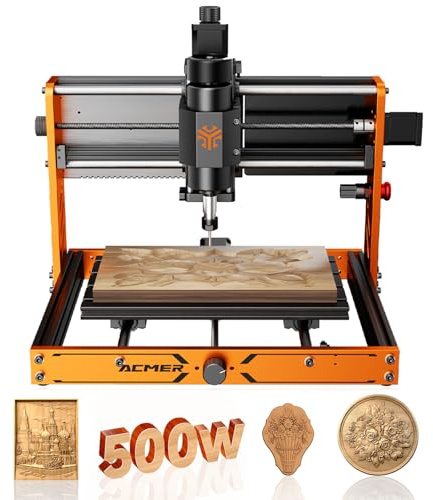 ACMER CNC Router Machine 500W, 3018 Engraver for Wood/Metal/Acrylic Cutting Milling 11.8x7, ±0.025mm Precision ER11 Chuck, ESP32 Control, Compatible with Candle/Easel,Ascarva 3S