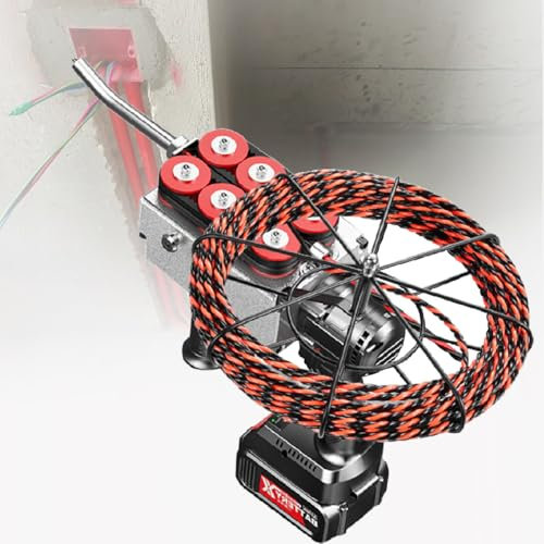 XUXIAO 2-BATT-30M - Tiracavi elettrici senza fili, per cavi nascosti per elettricista, nastro passacavi elettrico portatile, per costruzione, acqua ed elettricità,