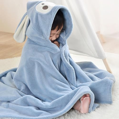 Generic Babyhanddukar, Ultra Mjuk Huva Babyhandduk med Söta Huva Babyhanddukar för Nyfödda Babyhandduk för Barn Småbarn Spädbarn (Blå)