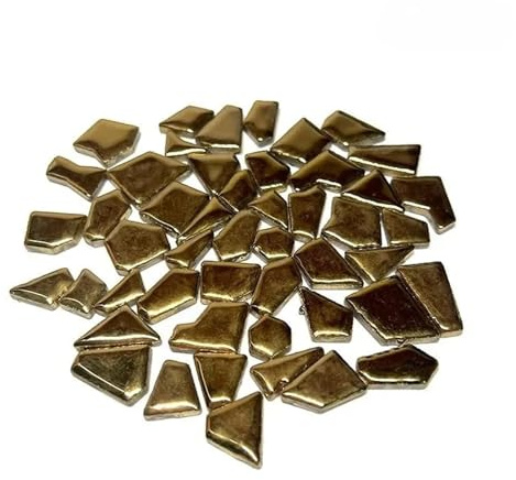 80 g/2,82 oz (ca. 50–70 Stück) Porzellan-Mosaikfliesen, 1–2,5 cm, 0,4 mm Dicke, Keramik-Mosaiksteine, DIY-Mosaik-Bastelmaterial für Kunst und Handwerk(Gold)