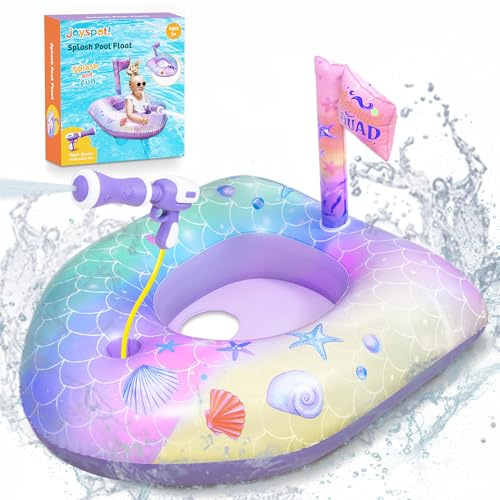 Meerjungfrau Pool Schwimmring Baby, Aufblasbares Schwimmreifen mit Wasserpistole für Kinder, Pool Spielzeug für den Sommer,Wasserschlacht Spiel für Kleinkind Mädchen 3-8 Jahre,Strand Party,Sommerspaß