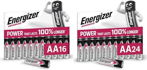 Energizer Advanced - Pilas AA (Paquete de 40) - 1,5V Baterías Alcalinas de Larga Duración - Alta Potencia - Made in EU - Embalaje 100% reciclable - 10 años de Vida útil [Exclusivo en Amazon]