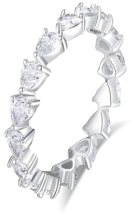 Epinki Echt Schmuck 18K 750 Gold Partnerringe, Ewigkeit Freundschaftsringe mit Moissanit Tropfenschliff, Trauringe PT950 Platinum, Gr.47-65