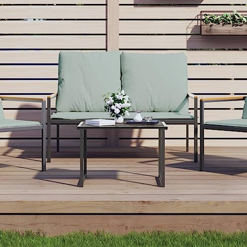kithwjll Gartentisch Anthrazit aus pulverbeschichtetem Stahl 55x40x37 cm Kleiner Beistelltisch wetterfest für Balkon Terrasse und Outdoor ideal als Balkontisch oder Loungetisch