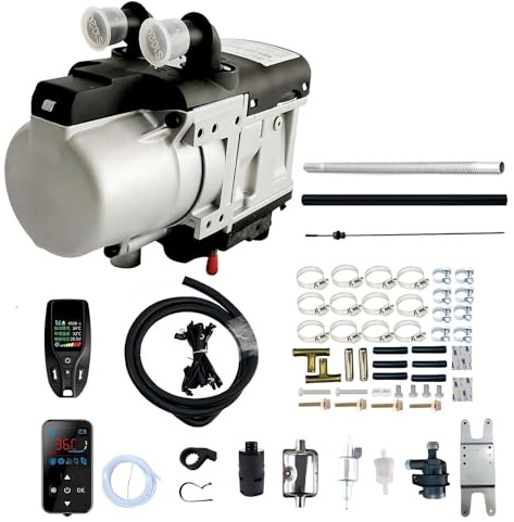 12V 24V 5000W Calefacción Estacionaria Diesel De Agua Con Mando 80M Kit Precalentador De Motor Para Furgoneta Camper Camión Y Barco Kit Completo De Invierno(24V)