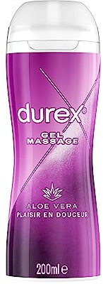 Durex - Gel De Massage Lubrifiant Douceur À Base D'Eau - 2 en 1 - Aux Extraits d'Aloe Vera - 200 ml