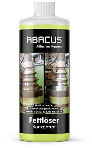 ABACUS® Fettlöser Konzentrat, Intensivreiniger Konzentrat, Werkstattreiniger Konzentrat, Küchenreiniger, Kraftreiniger, Universalreiniger, Nikotinentferner – Fettlöser Konzentrat 1000 ml (2650)