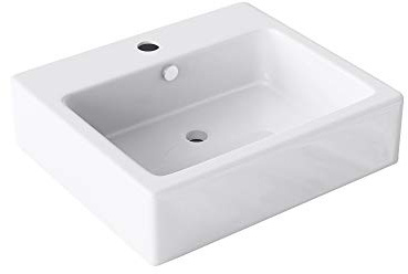 Mai & Mai lave main évier vasque 53,5x46x13,5 cm en céramique blanc rectangulaire avec perçage pour robinet lavabo sans trop-plein à poser BR712