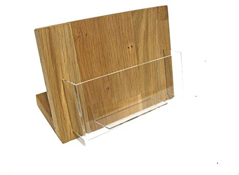 DIN A6 Querformat Tisch Flyerhalter Postkartenhalter Eiche Holz Acryl