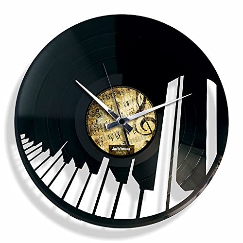 DISC'O'Clock Shallplattenuhr Abbiamo un Piano - Lautlos Wanduhr, einfach aufzuhängen. 100% Made in Italy Handwerkliches Produkt