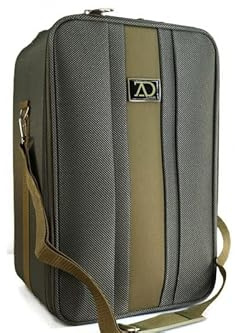 Adolfo Design Large Wig Travel Box with Top Handle, Shoulder Strap & Double Zipper, Carrying Case with Removable Head-Holding Base - Black & Green