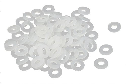 sourcing map Unterlegscheiben Weiß M3 x 6mm x 1mm 100Stk | Nylon Flache isolierende Dichtung