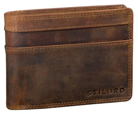 STILORD 'Cooper' RFID Leder Brieftasche Herren Vintage Portemonnaie Männer mit Ausweisfach und Ausleseschutz in Schwarzer Geschenkbox - Herren-Geldbörse Echt-Leder, Farbe:mittel - braun