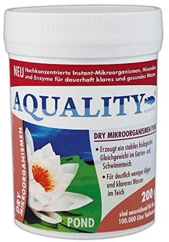 NEUHEIT: AQUALITY Gartenteich Dry Mikroorganismen (Hochkonzentrierte Instant-Mikroorganismen, Mineralien, Enzyme, Abbau Schadstoffe, 100% natürlich), Inhalt:200 g
