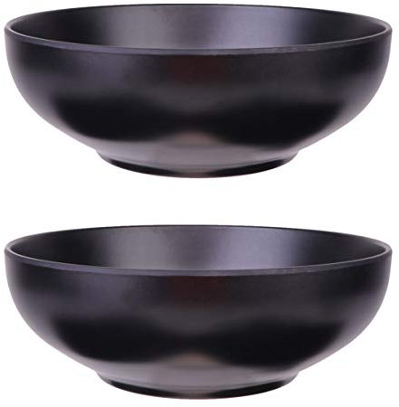 HEMOTON Bols à céréales lot de 2 saladier, Ramen Nouilles Bol Bols à Soupe, Bol à fruits pour Ramen Pho Nouilles Plats Asiatiques 19 cm, Passe au lave-vaisselle et au micro-ondes, Noir