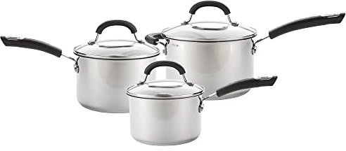 Circulon Total Stainless Steel 3 Piece Saucepan Set | Non Stick Saucepans with Lids | Induction Saucepans Suitable for All Hob Types, 16/18/20 cm Silver 3 Piece Set 76608