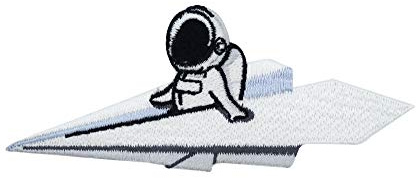 Finally Home astronaut på pappersflygplan patch att stryka på | rolig rymdlappar, utomjordingar stryklappar, näsalappar, Ufo-lappar för kläder