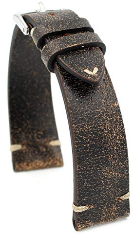 Rios1931 Sagittarius Vintage Rindsleder Uhrenarmband handgemacht in Deutschland Robust 19mm Scratched braun
