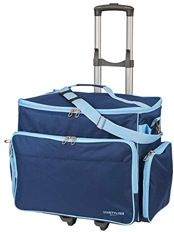 Sewing Online Sewing Machine Trolley Bag on Wheels, Navy | 47 x 35 x 23cm | Sewing Machine Storage for Janome, Brother, Singer, Bernina, and Most Machines - PT750-NAVY