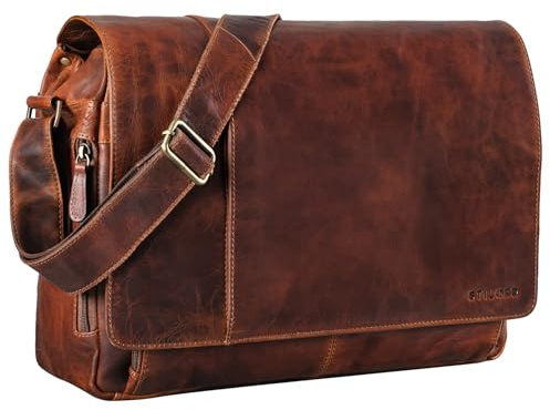 STILORD Vintage Umhängetasche Leder groß für Herren Damen 15.6 Zoll Laptoptasche Unitasche Bürotasche Moderne Aktentasche aus echtem Büffelleder