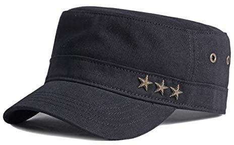 QICHEN Flat Baseball Caps Herren Army Military Cap Cotton Sport Sonnen Kappe Armee mütze (Schwarz)