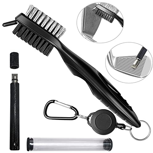 GIAK Golf Bürste Golfschläger Bürste Reinigungsbürste für Golfschläger | Dual Sided Nylon & Edelstahl Golf Groove Sharpener Sharpener Werkzeug mit Aluminium Carabiner Golf Zubehör Geschenk