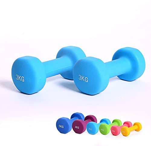 Hansson.Sports Aerobic Hantel Gymnastikhanteln Neopren Hantel Hantelgewicht Paar (2 x 3 Kg Himmelblau)