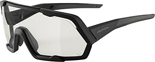 ALPINA ROCKET V - Selbsttönende, Bruchfeste & Beschlagfreie Sport- & Fahrradbrille Mit 100% UV-Schutz Für Erwachsene, black matt, One Size