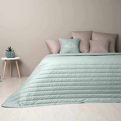 sei Design Luxus Tagesdecke Moderne Steppdecke Wohndecke Überwurf Sofadecke 220x240 220x260 (Living Trendmint/Taupe, 240 x 260 cm)