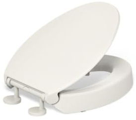 KOHLER 25875-96 Hyten Elevated Quiet-Close Toilet Seat, Biscuit, Elongated