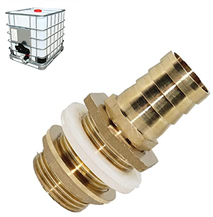 Brass Water Tank Hose Connectors Adapter, Male Threaded Bulkhead Fitting Adapter to Garden Water Hose Connector (DN20 to 25mm Hose Barb)