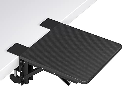 BONTEC Ergonomic Desk Arm Rest, 24x23cm Foldable Desk Extender, Clamp-On Elbow Rest for Desk, Keyboard Armrest, Elbow Arm Support, Mouse Wrist Rest, Computer Wrist Cushion, Black