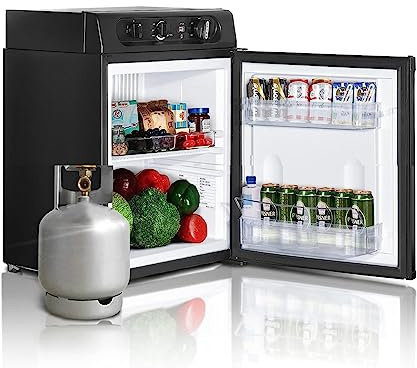 SMETA 12V/240V/Gas 3 Way Fridge 40L for Campervan, Camping, Caravan, Motorhome Quiet | 0-10℃ | Black