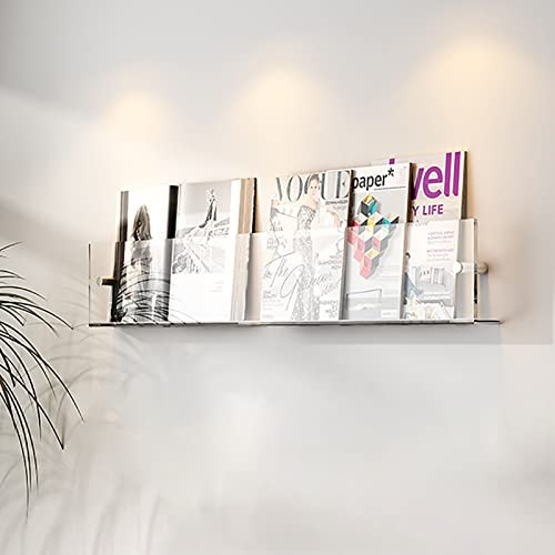 Zeitungsständer Zeitschriftenhalter aus Grauem Orangefarbenem Transparentem Acryl, 40/50/60/70/80 Cm Langer Prospektständer Zur Wandmontage, Shop-Display/Messe-Lagerregal ( Color : Clear , Size : Leng