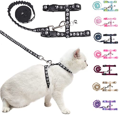 BEAUTYZOO Katzengeschirr und Leine, ausbruchsicher, zum Spazierengehen, Kätzchen, weich, verstellbar, für kleine, atmungsaktives kariertes Band, Nylon für den Innen- und Außenbereich