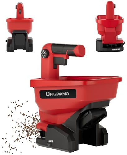 Uniqwamo Handrasenstreuer für Milwaukee M18 Li-Ion Akku, ganzjährig verfügbar, Grassamen, Steinsalz und Enteiser im Freien (Batterie Nicht im Lieferumfang enthalten)