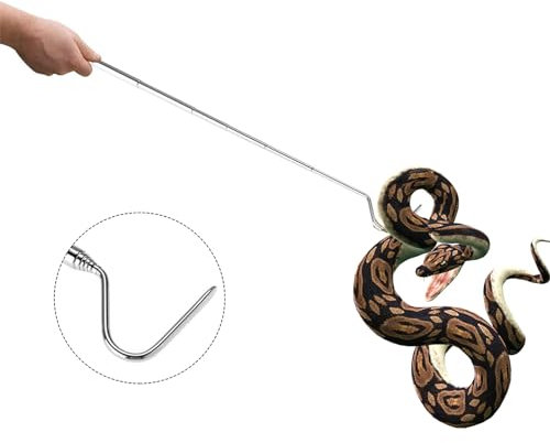 Ieron Schlangenhaken, einziehbare Stange, Edelstahlhaken, professionelles Reptilienzubehör für Outdoor-Aktivitäten oder wilde Abenteuer, 16 cm bis 71 cm