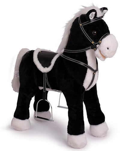 Pink Papaya Stehpferd zum draufsitzen | 60cm Spielpferd zum Reiten Amadeus | Pferd zum Reiten für Kinder mit Sound | Sattel Pferd